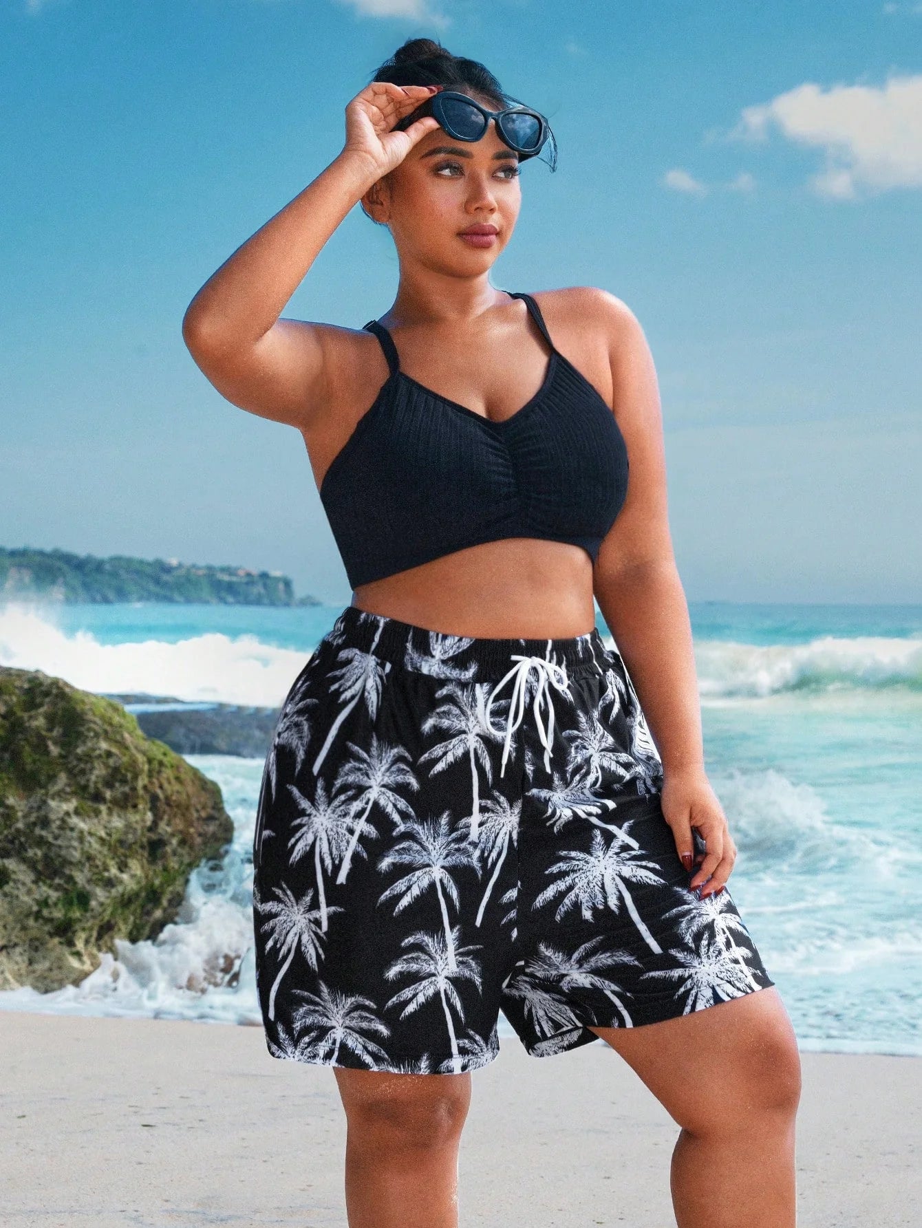 Shorts Casuais de Praia Plus Size Manu