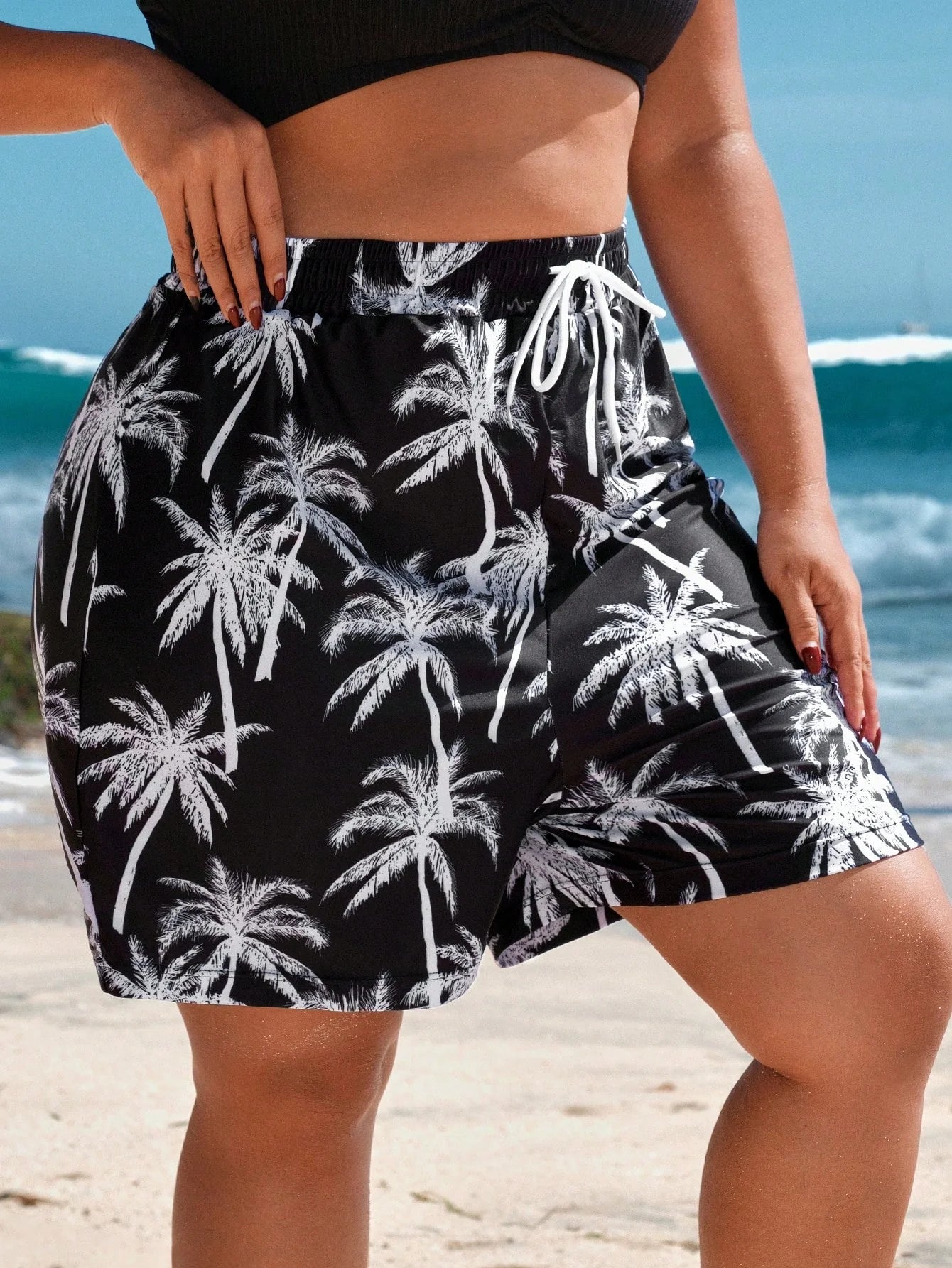 Shorts Casuais de Praia Plus Size Manu