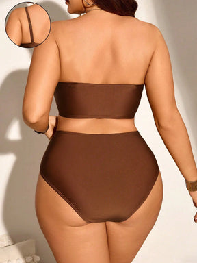 Biquíni Casual Plus Size Listrado