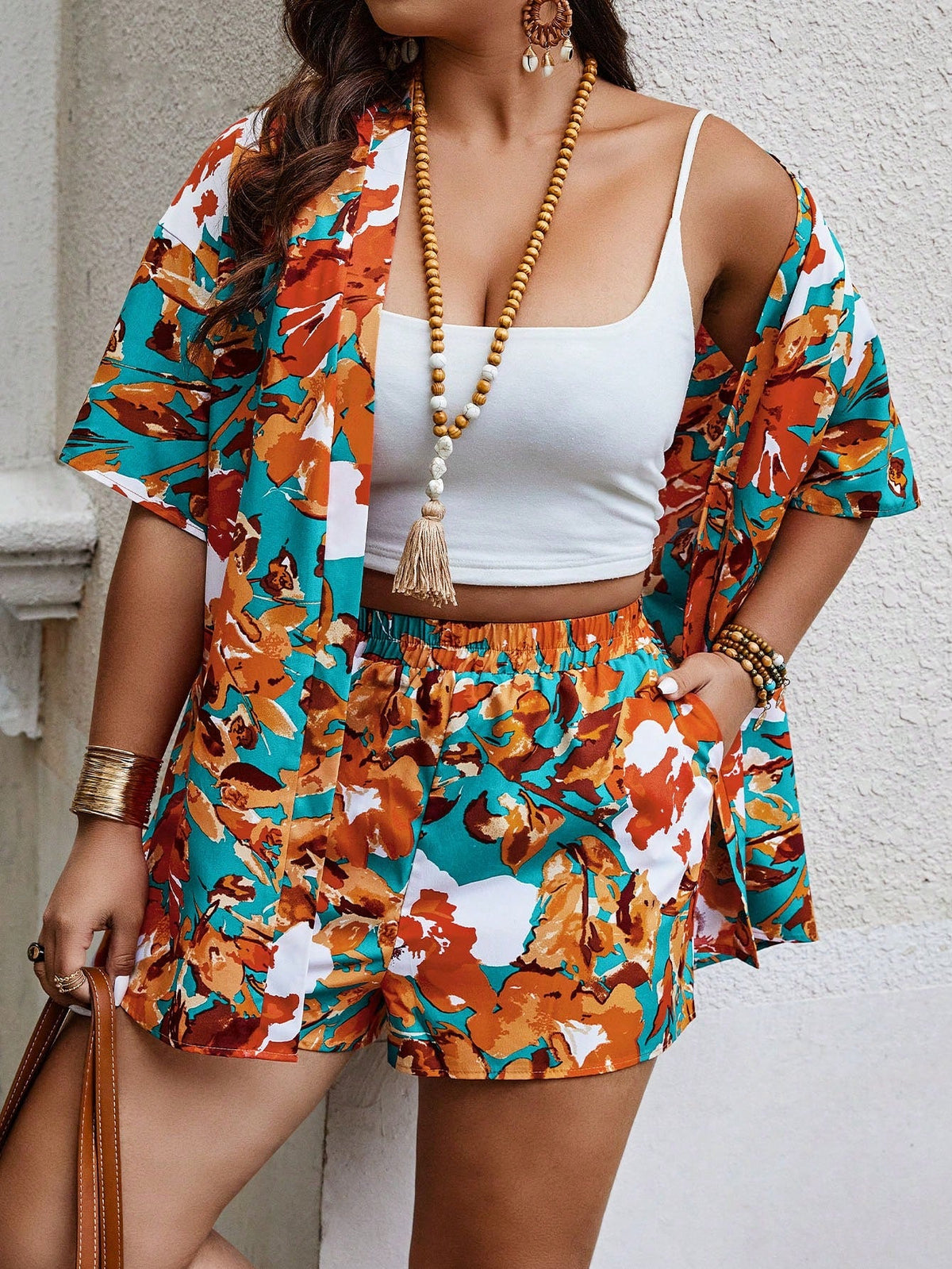 Conjuntinho Plus Size Estampado Verão