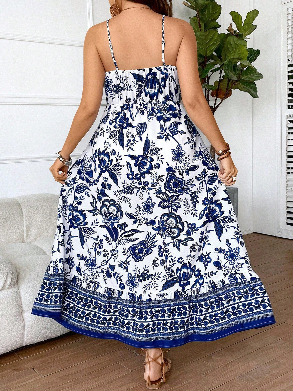 Vestido Longo Estampado Plus Size