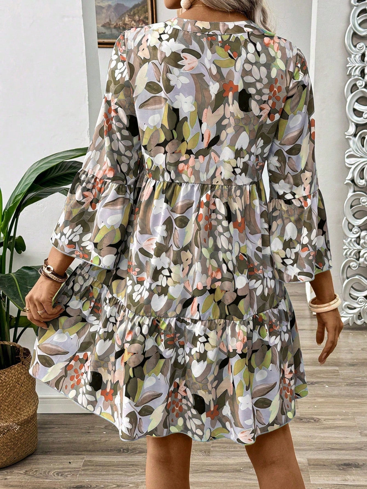 Vestido de Botões com Estampa Floral