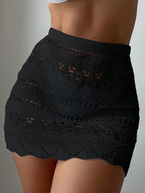 Saia de Praia Vazado Leque em Crochê