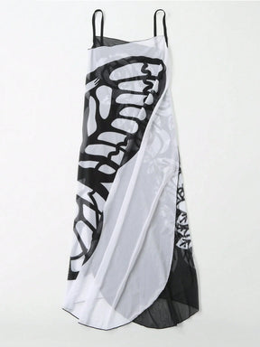 Saída de Praia com Estampa de Borboleta e Flores