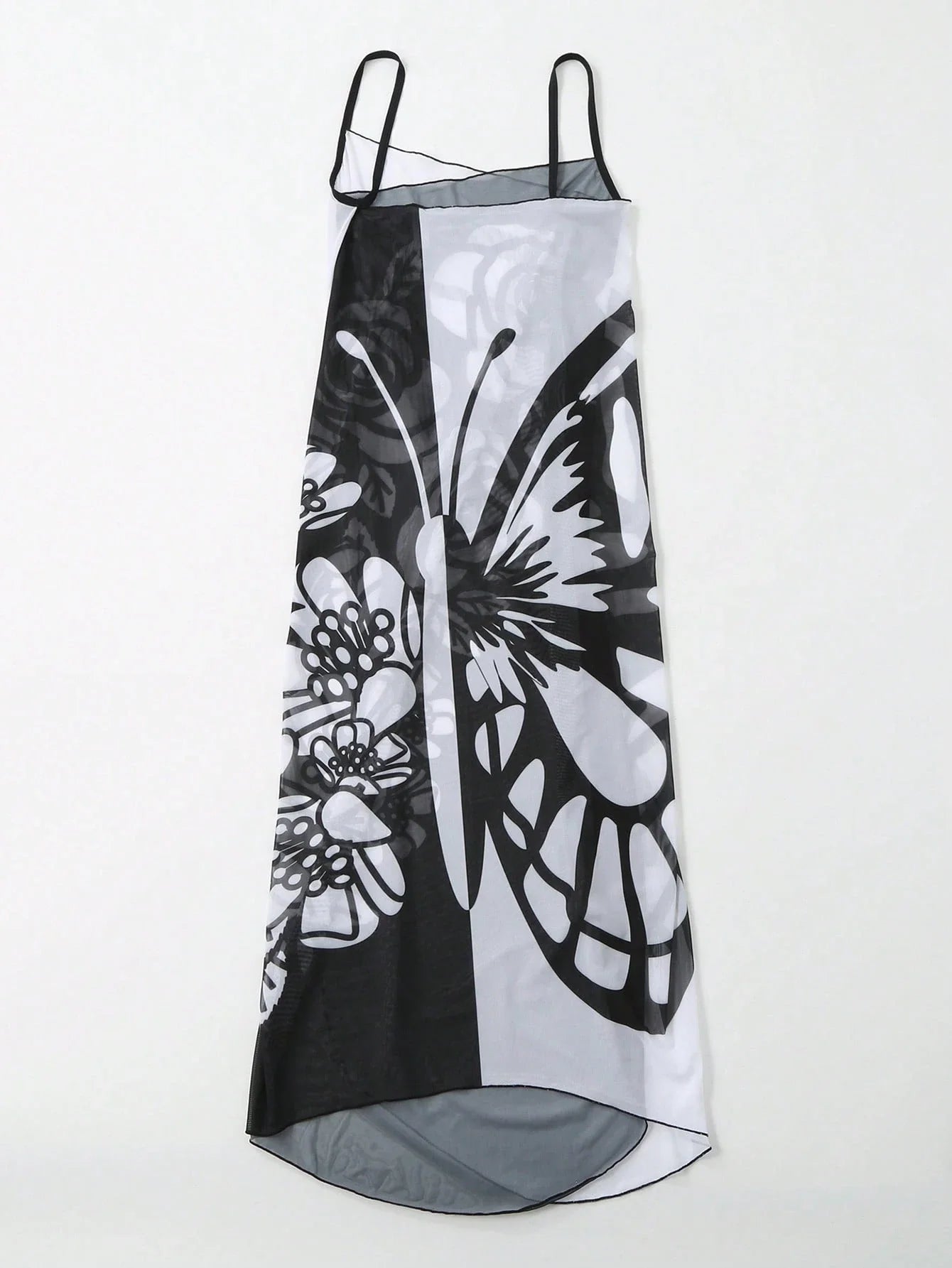 Saída de Praia com Estampa de Borboleta e Flores