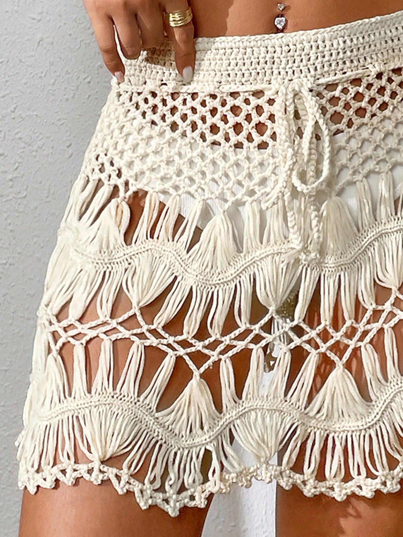 Saia de Cobertura Crochê com Cordão