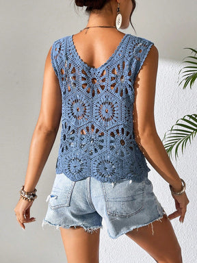 Regata Floral Em Crochê