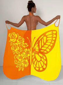 Saída de Praia com Estampa de Borboleta e Flores