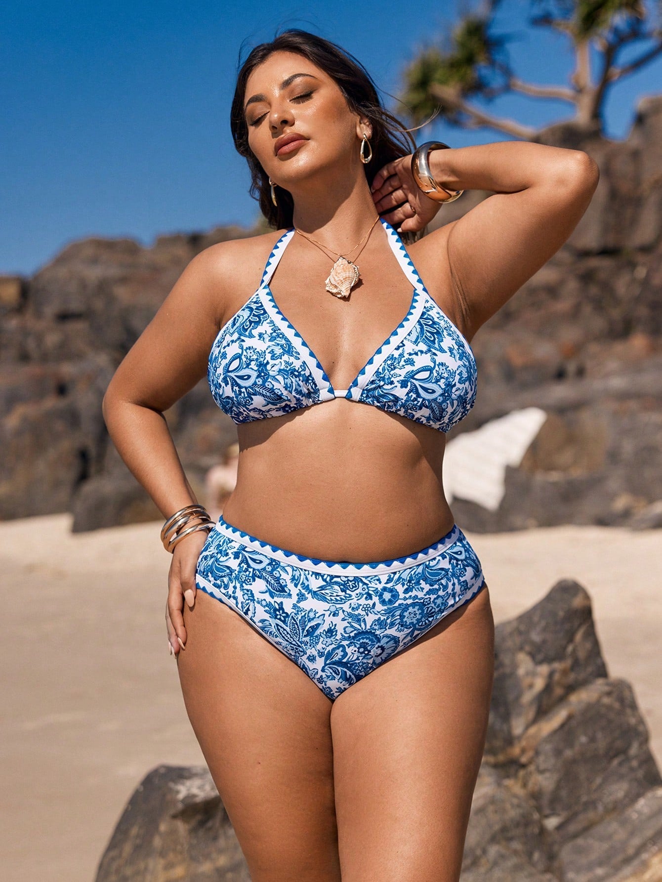 Biquíni Plus Size Azul com Amarração nas Costas G4